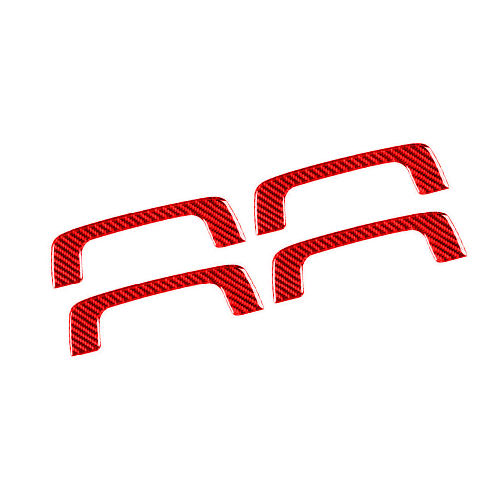 4x red carbon fiber interior handle frame trim for Porsche Taycan 2019-2022