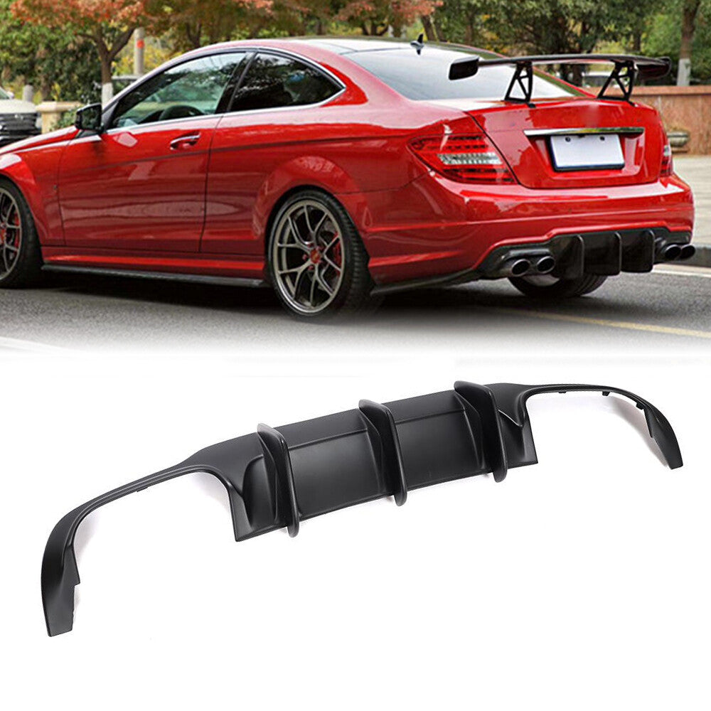 Matt Black Rear Bumper Lip Diffuser for Mercedes-Benz W204 C300 C63 AMG 2012-15