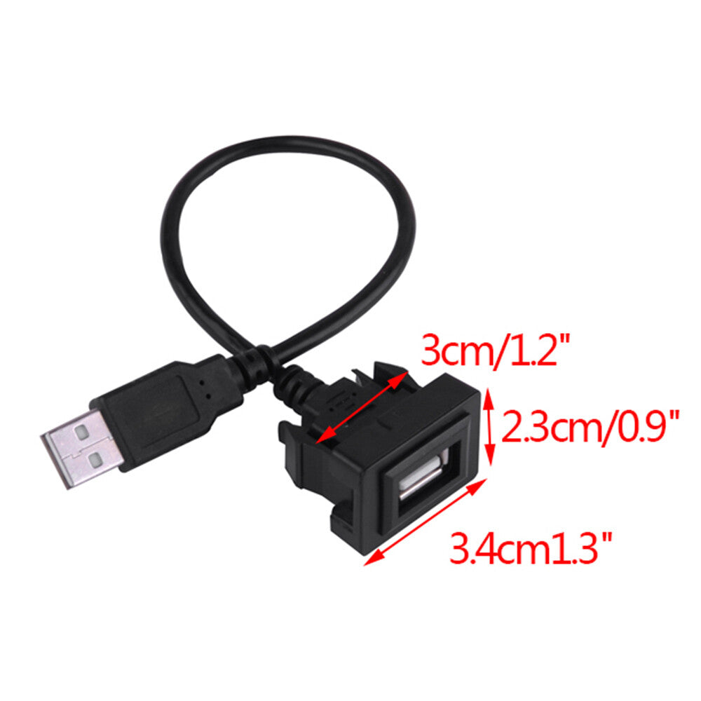 24cm for Toyota Dashboard Flush Mount USB Male to Female Extension Cable Adapter