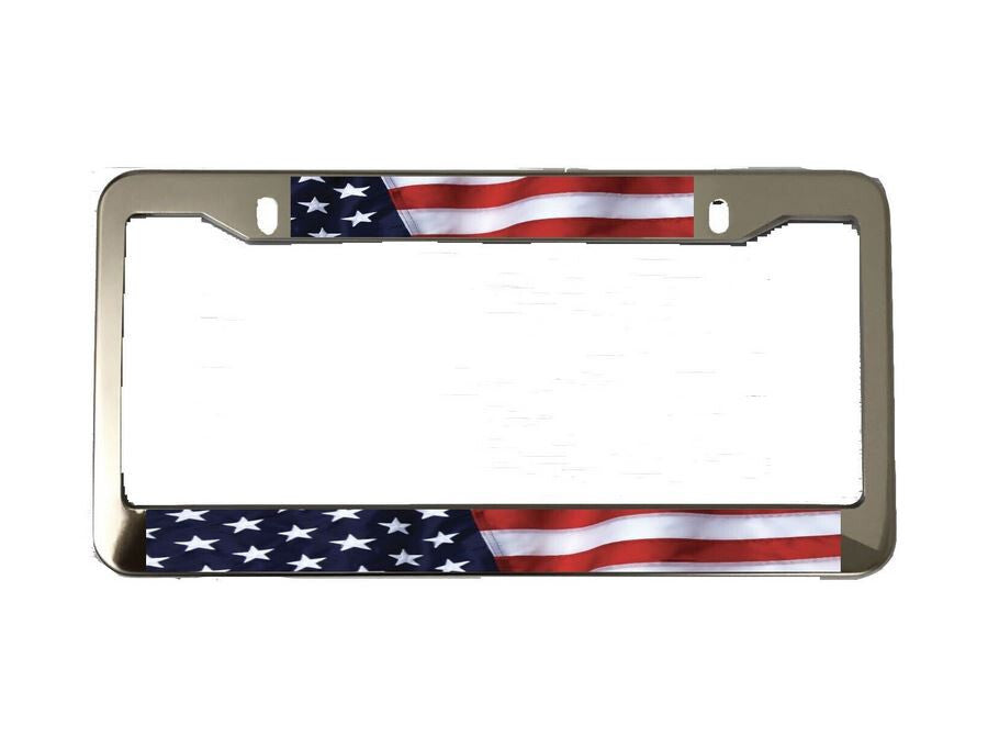 Car license plate frame cover, rear trunk American flag chrome alloy, suitable for Mitsubishi 1x