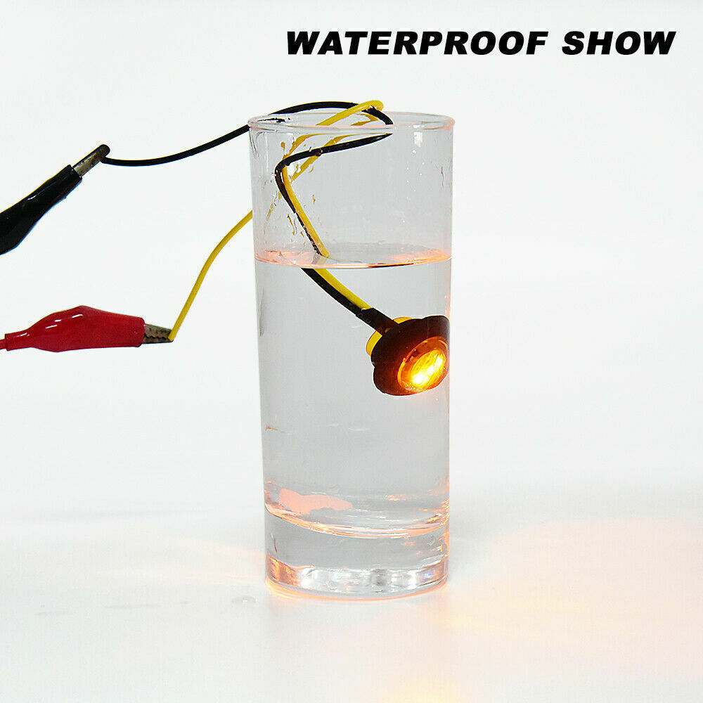 10-200x 12v Bullet Round Amber LED Side Marker Lights for Car Trailer Truck Boat