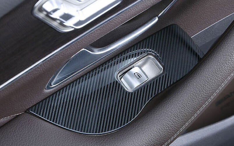 for Benz GLE GLS 2020-23 Carbon Fiber Steel Window Lock Lift Panel Frame Trim 4P