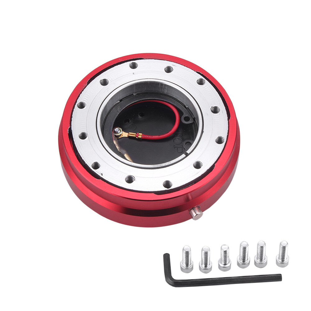 6 Hole Steering Wheel Quick Release Hub Racing Adapter Snap Off Bolt Red