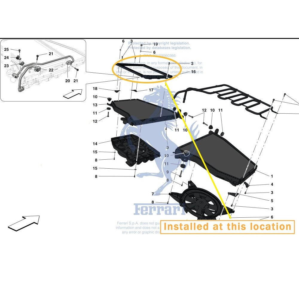 Equipment Manufacturer  AC condenser for Ferrari 458 Spider, Italia, for 488 F8, Tributo, and LaFerrari: 262836