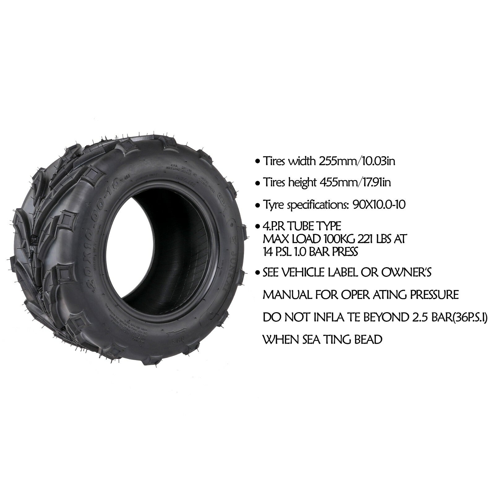2-pack of 20x10.00-10 tubeless tires suitable for Yamaha , for Honda ATV, UTV, and four-wheel go-karts.