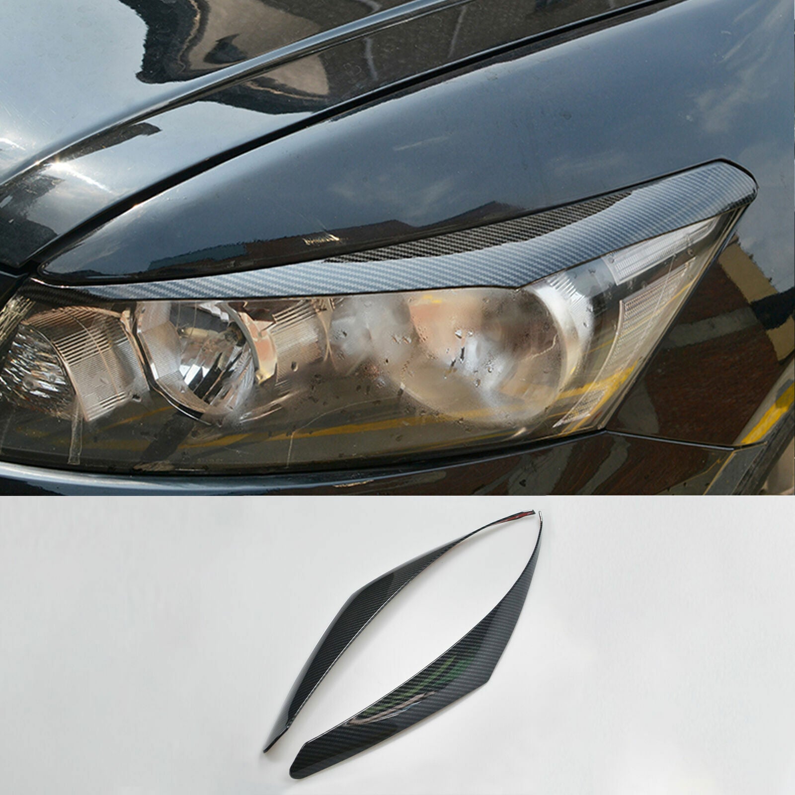 for Honda Accord 2008-2012 Carbon Look Headlight Front Lamp Eyelid Cover Trims