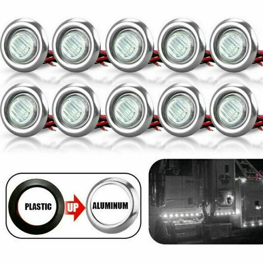 10X 3/4 Marker Light LED Truck Trailer RV Round Side Bullet Indicator 12V-24V