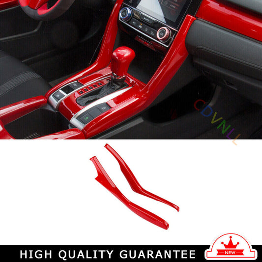 Gear Shift Both Side Cover Trim 2PCS FitFor for Honda for Civic 10th 2016-21 Bright Red