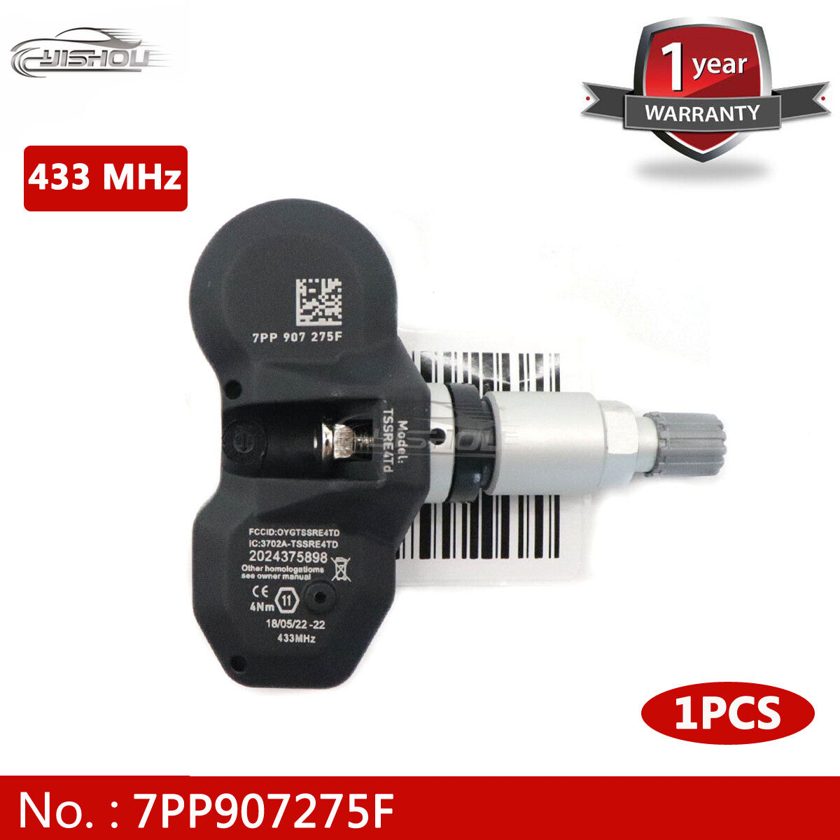 7pp907275f TPMS tire pressure sensor 433MHz, suitable for Audi A6, for A8 , Q7, R8, for Porsche , and for Volkswagen .