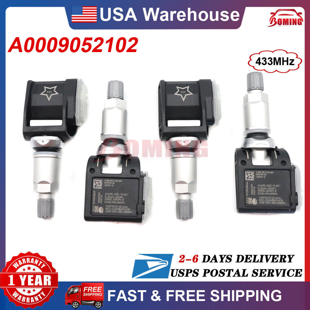 Set of 4 Tire Sensors A0009052102 Tpms 433MHz for BMW 540i 740i 750i X3 G20 G30