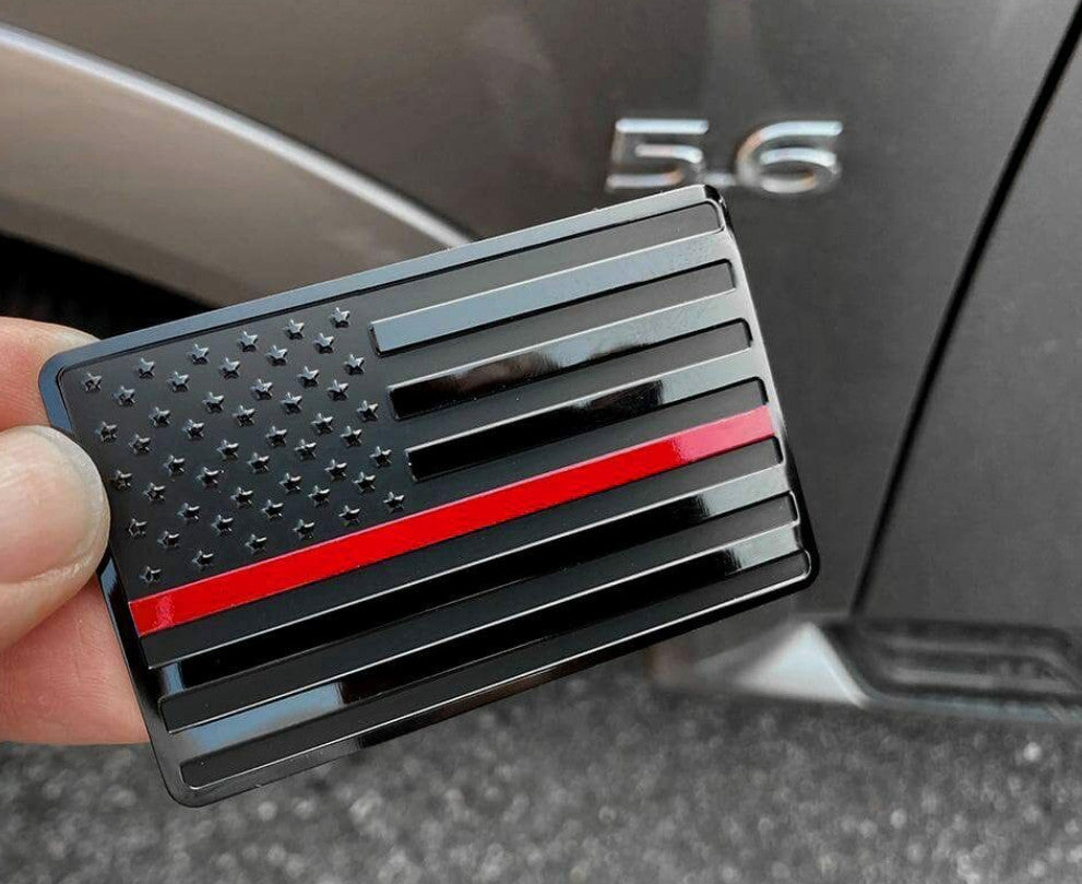 Car side fender rear trunk badge sticker American flag black and red for GimCiss