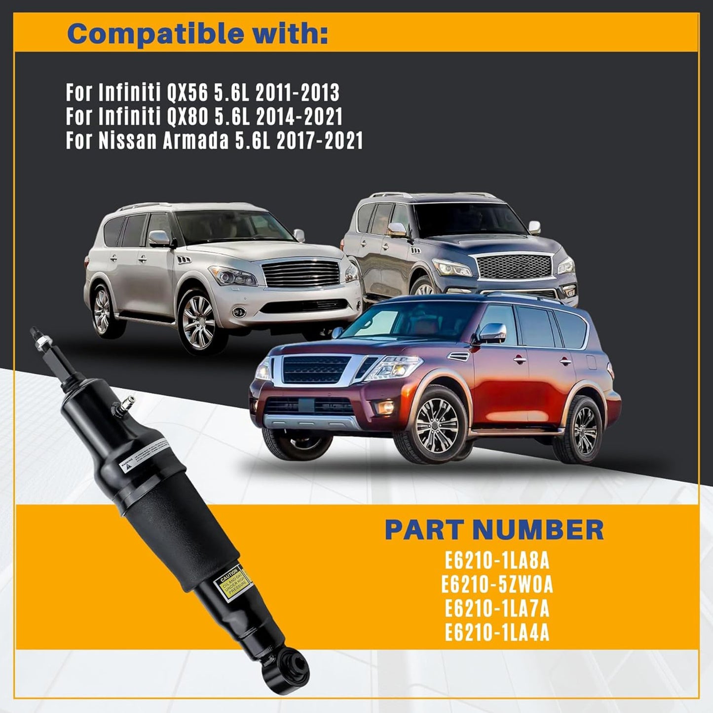 Left rear shock absorber strut with EDC, suitable for BMW X5M, X6M, E70, E71. (2009-14, 37126788765)