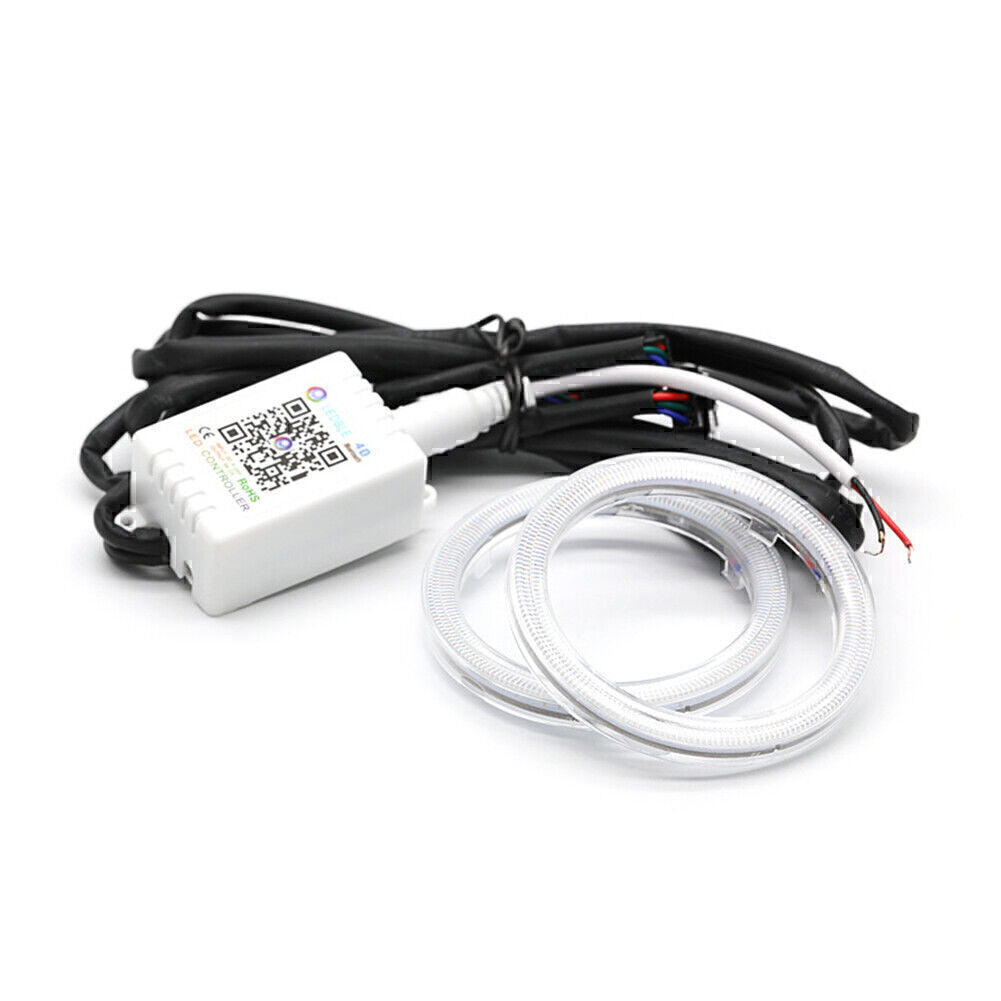 90MM RGB Colorful COB Car Headlight Angel Eyes Light LED Halo Rings Lamp Kit