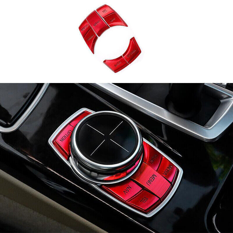 for BMW 5 Series G30 18-23 Red Aluminum Console Multimedia Button Cover Sticker