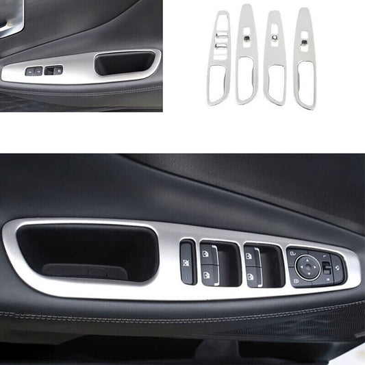 for Hyundai Santa Fe 2019-2023 Silver Matte Window Switch Button Garnish Trim 4X