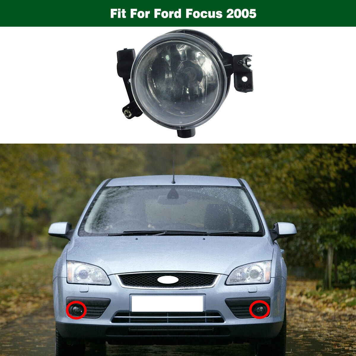 1Pcs Clear Front Fog Light Lamp w/Bulb Left Side Fit for Ford Focus 2005-2008