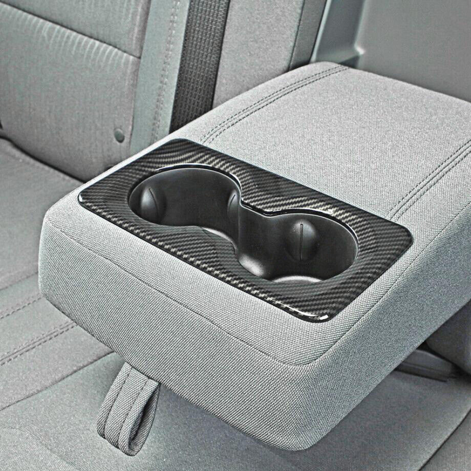 Suitable for 2019-2024 for Dodge for RAM 1500 Carbon Fiber Rear Armrest Box Cup Holder Cover Trim
