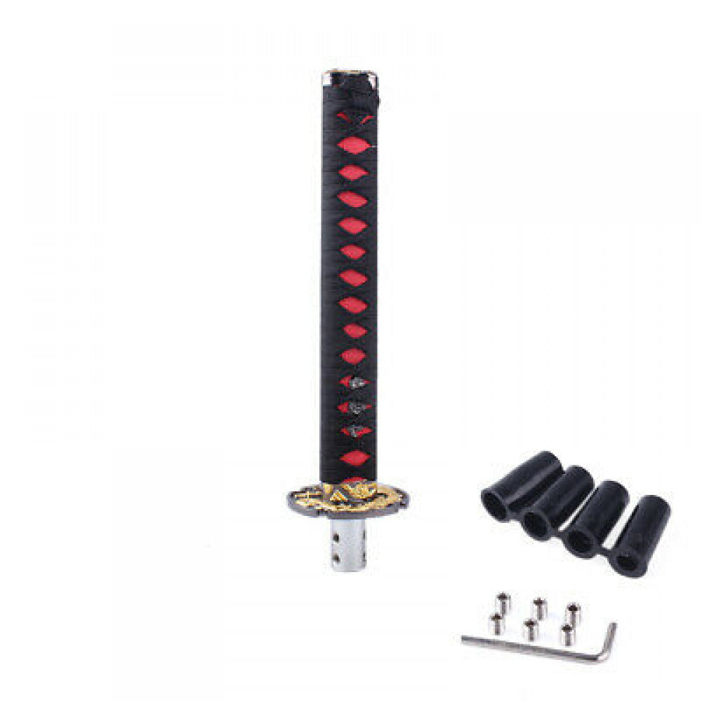 JDM Samurai Sword Gear Shift Knob Shifter Katana 26cm Metal Black+Red Universal