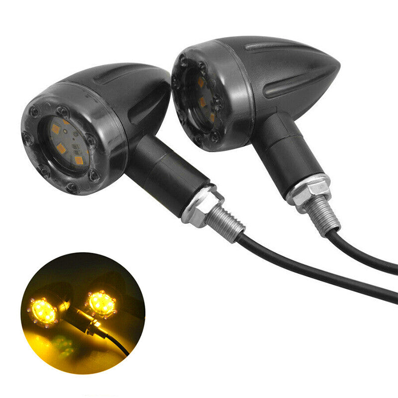 2x Motorcycle LED Bullet Turn Signals Brake Running Tail Light For Racer Bobber