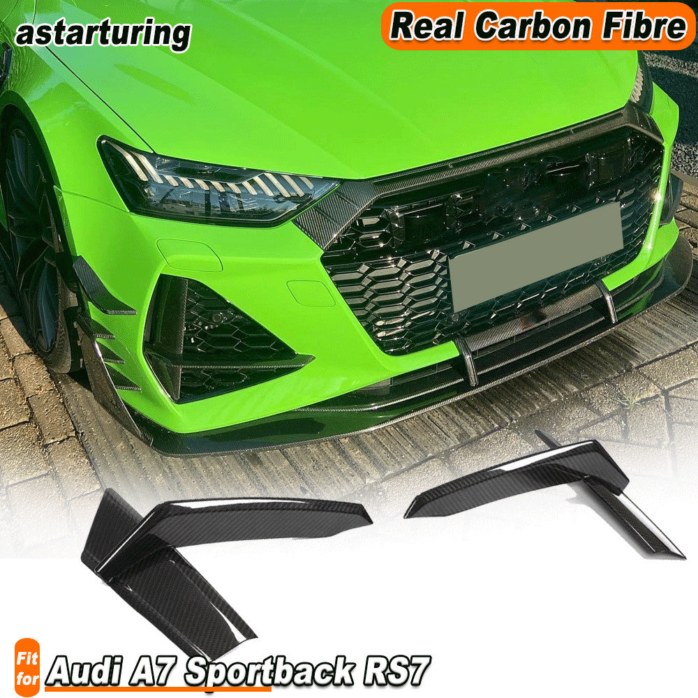 for Audi RS7 Sportback 2020UP Dry Carbon Fiber Front Bumper Splitter Scoop Trims