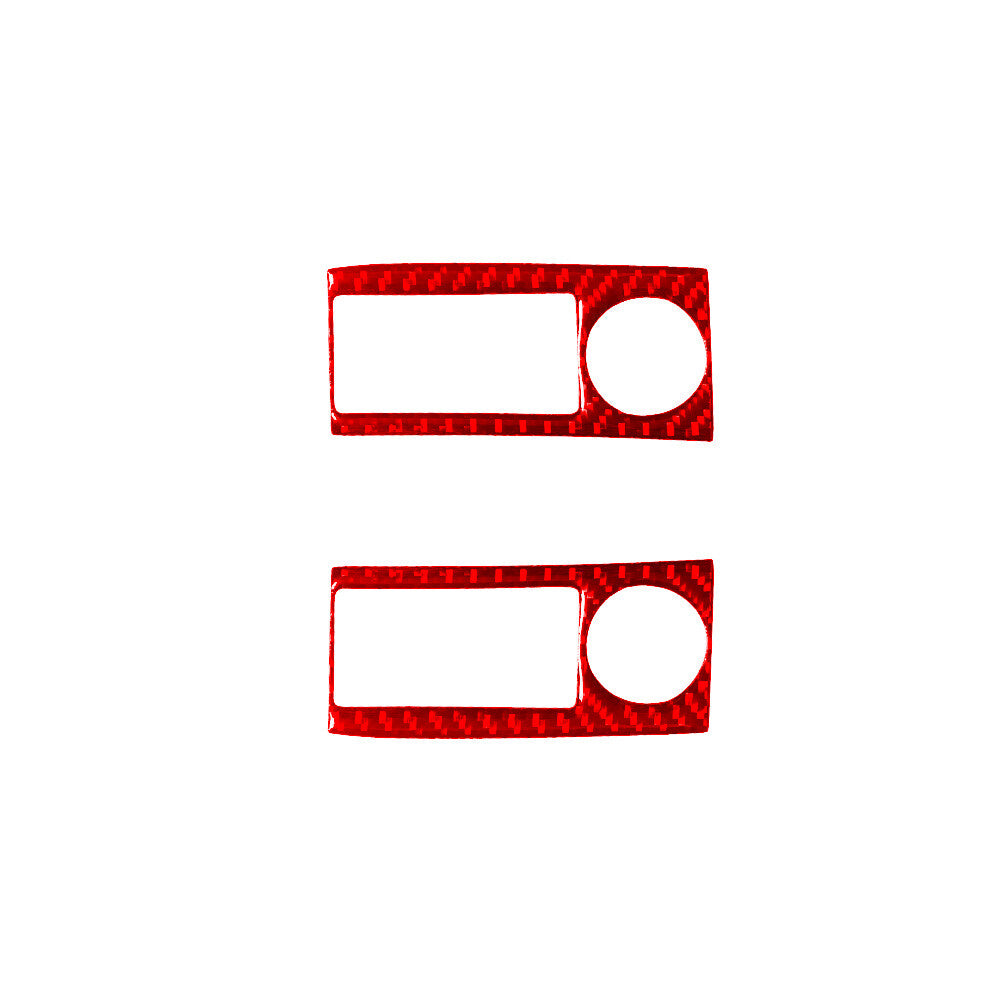2X Red Carbon Fiber Central Control Button Trim for Mercedes R-Class 2009-2012