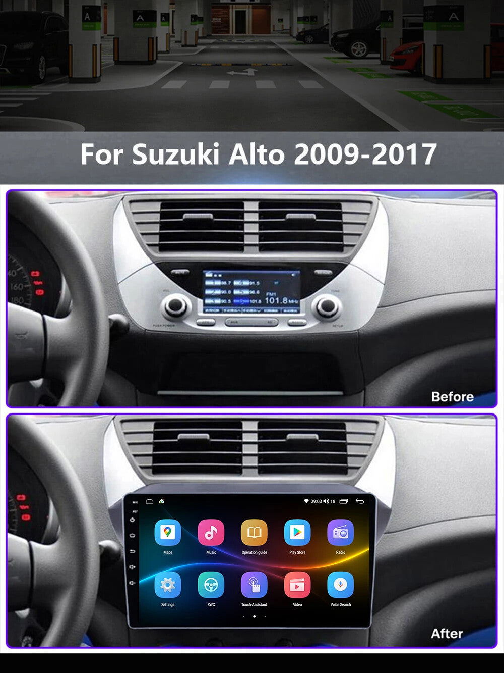 Android for Suzuki Alto 2009-2017 Car Stereo Radio CarPlay GPS Multimedia Screen