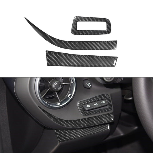 3Pcs Steering Wheel Left Panel Trim Carbon Fiber for Chevrolet Camaro 2016-2018