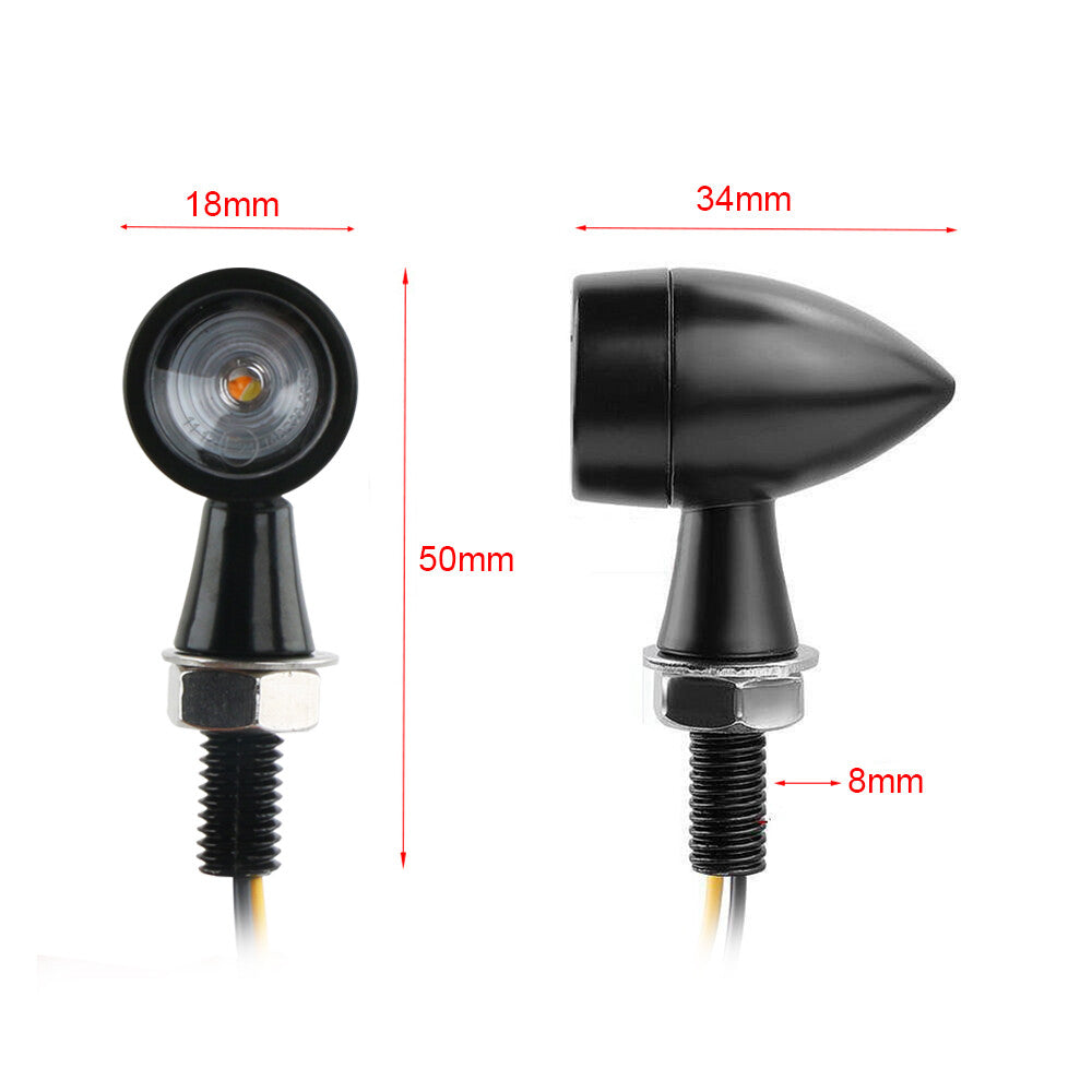 Black motorcycle LED for mini turn signal yellow flashing light for Bobber Cafe Racer