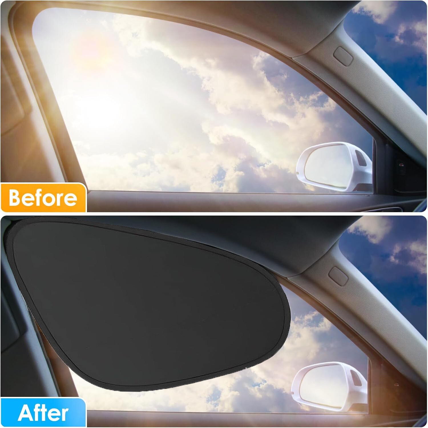 2 for Chevy Car Sedan Side Window Sun Shade Static Cling UV Block Visor Extender