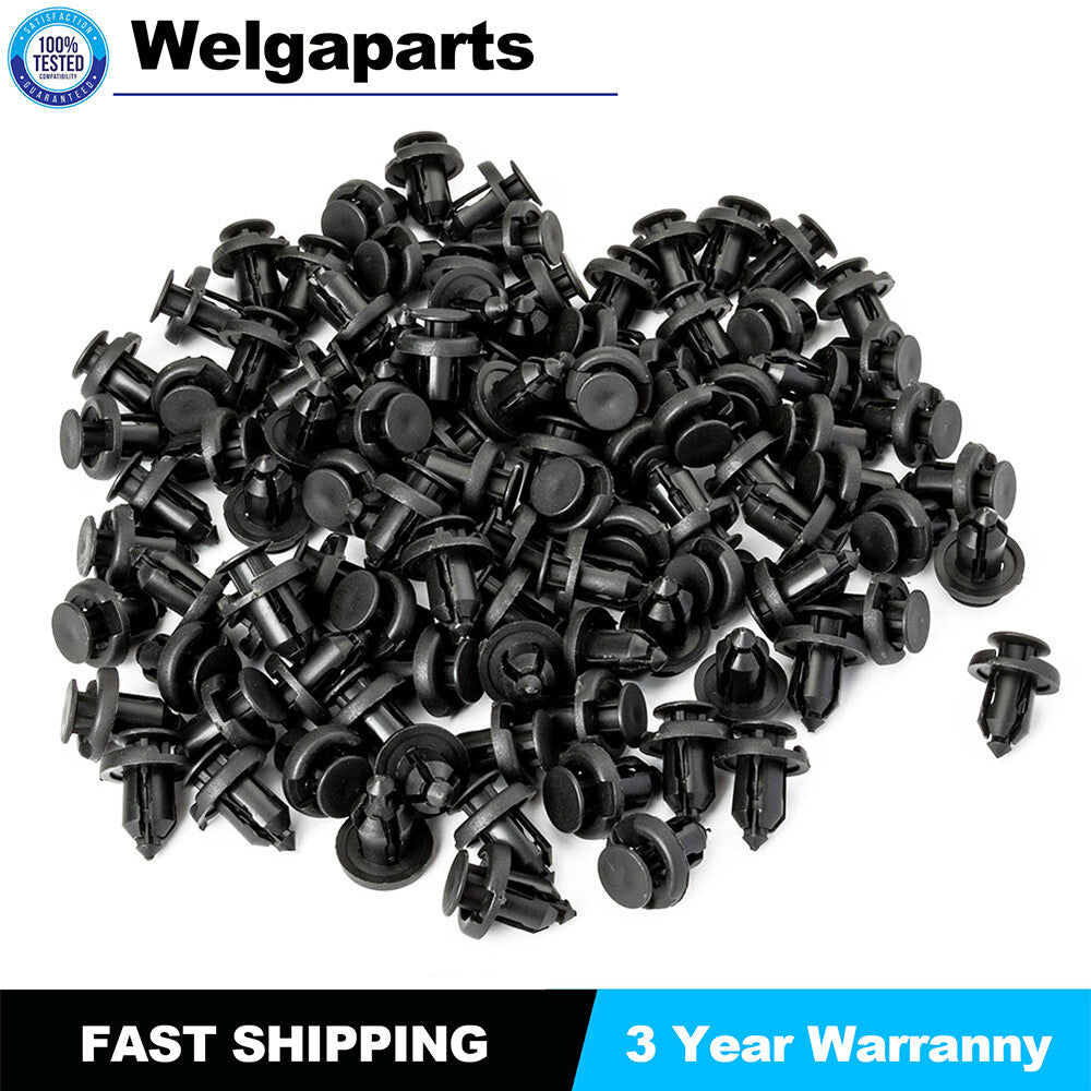 100 Pcs Bumper Clips 10mm Hood Fender Push Rivets Retainer Fasteners for Honda