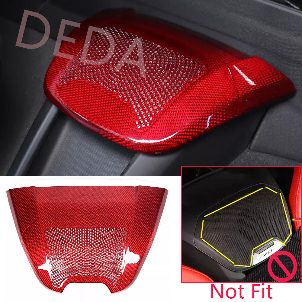 Red Carbon Fiber Rear Charger Speaker Trim for Corvette C8 Convertible 2020-2025