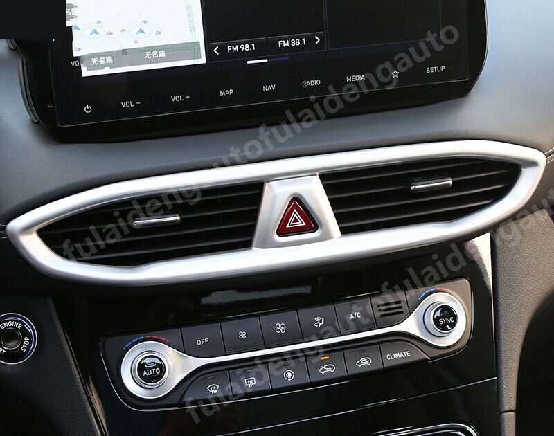 Silver Inner central console air outlet vent trim for Hyundai Santa Fe 2019-2021