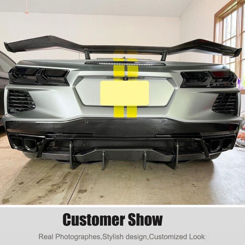 For 20-23 for Corvette C8 Z51 STG 3, add carbon rear bumper diffuser splitter