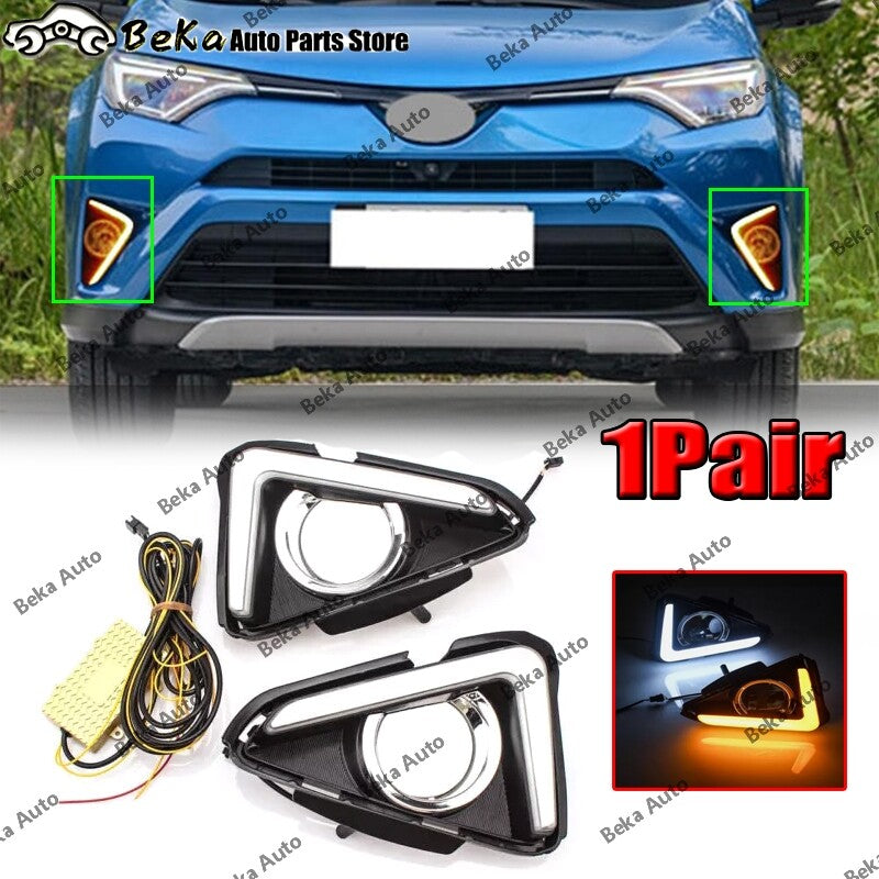 1 pair of for Toyota RAV4 2016-2018 LED daytime running lights, fog lights, and turn signals.