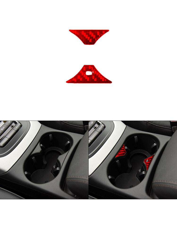 for Audi Q5 2009-2017 Red 2Pcs Center Cup Frame Trim Cover Decor Carbon Fiber
