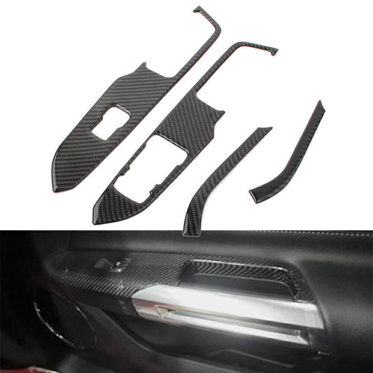 Window Switch Lock Cover Trim Carbon Fiber Fit for Ford for Mustang 2015-2019 RHD