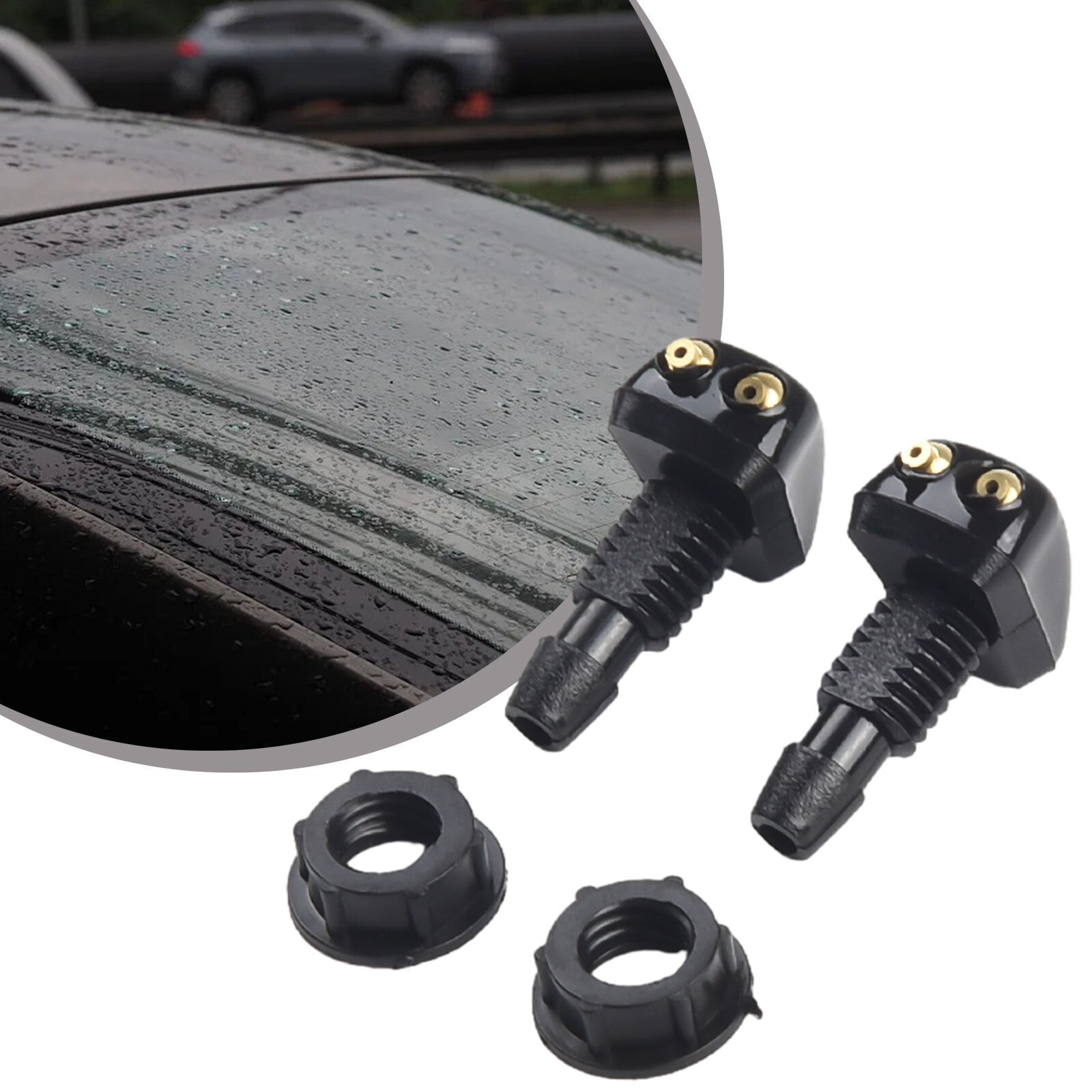 2 Pcs Car Dual Holes Windshield Washer Nozzle Wiper Water Spray Jet Adjustable