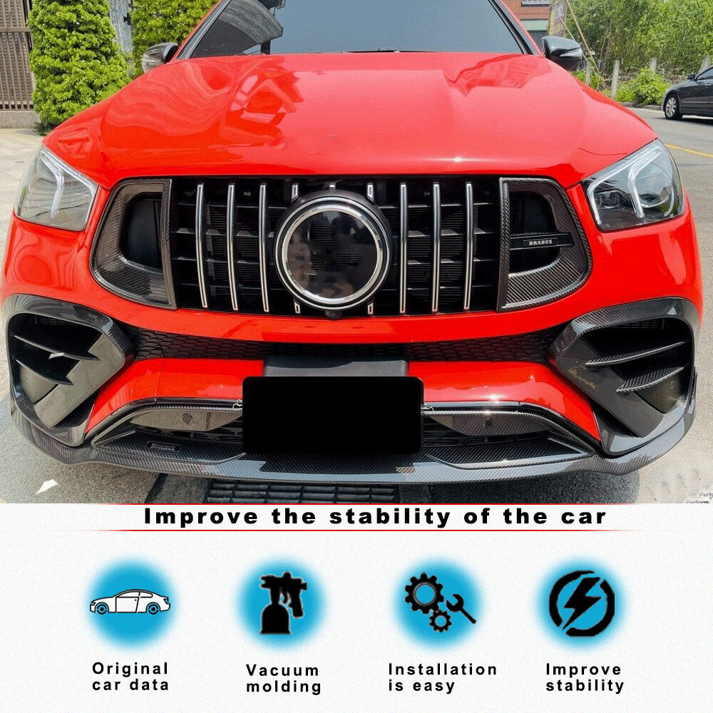 Fit for Benz W167 C167 GLE450 Sport Coupe Real Carbon Front Fins Air Vent Cover