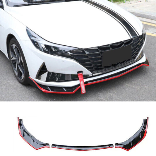 for Hyundai for Elantra 21-23 Black Red Style Front Bumper Lip Spoiler Splitter 3PCS