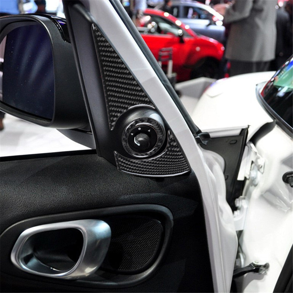 4Pcs Carbon Fiber Interior Front Door Pillar Cover Trim for Fiat 500L 2014-2017