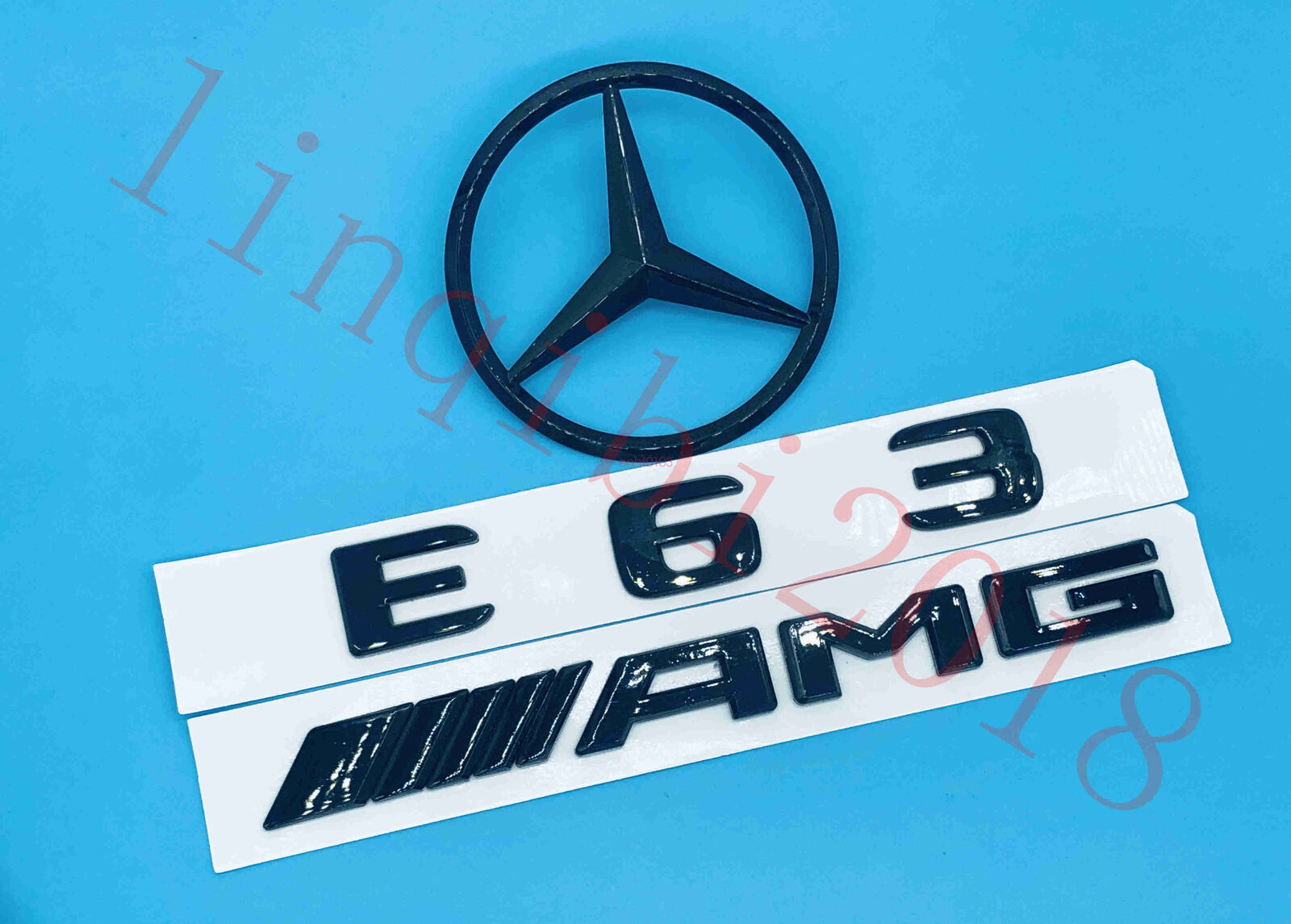 1Set Gloss Black E63 AMG Trunk Logo Sticker Decal Emblem Badge Package for W212