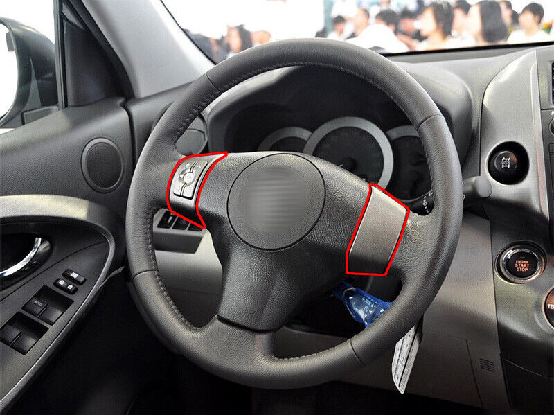 Carbon ABS Interior Steering Wheel Button Cover Trims for Toyota RAV4 2006-2012