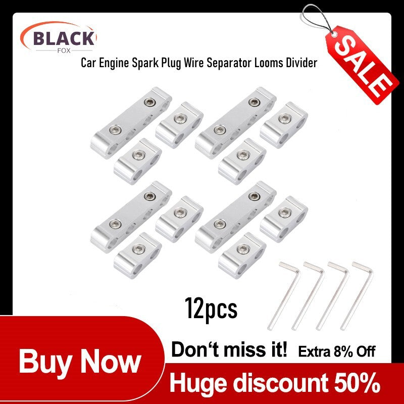 4 sets of 8mm car engine spark plug wire splitters, loom dividers, and storage clips