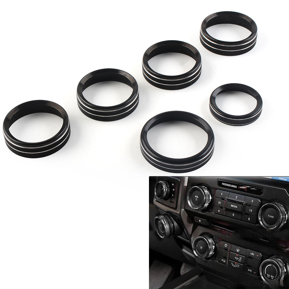 for Ford F150 XLT 2015-20 Air Conditioner Switch CD Button Ring Knob Trim Black