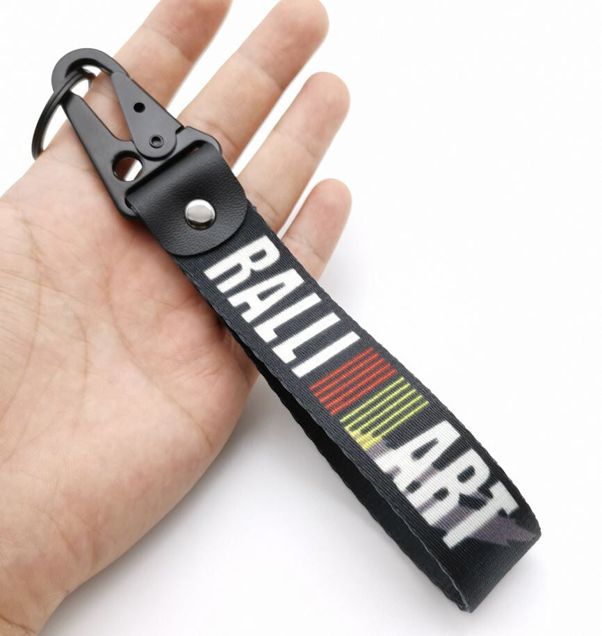 Car keychain/key ring with lanyard, car accessories, Ralliart black, suitable for Nissan .