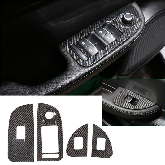 Real Carbon Fiber Window Lift Switch Button Trim for Alfa Romeo Giulia 2017-2020