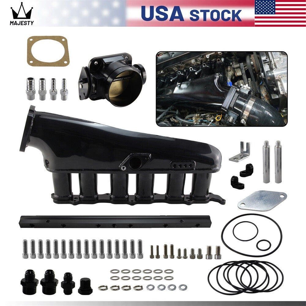 Intake Manifold Fuel Rail 90mm Throttle Body for Toyota Supra MK4 2JZ-GTE 3.0L