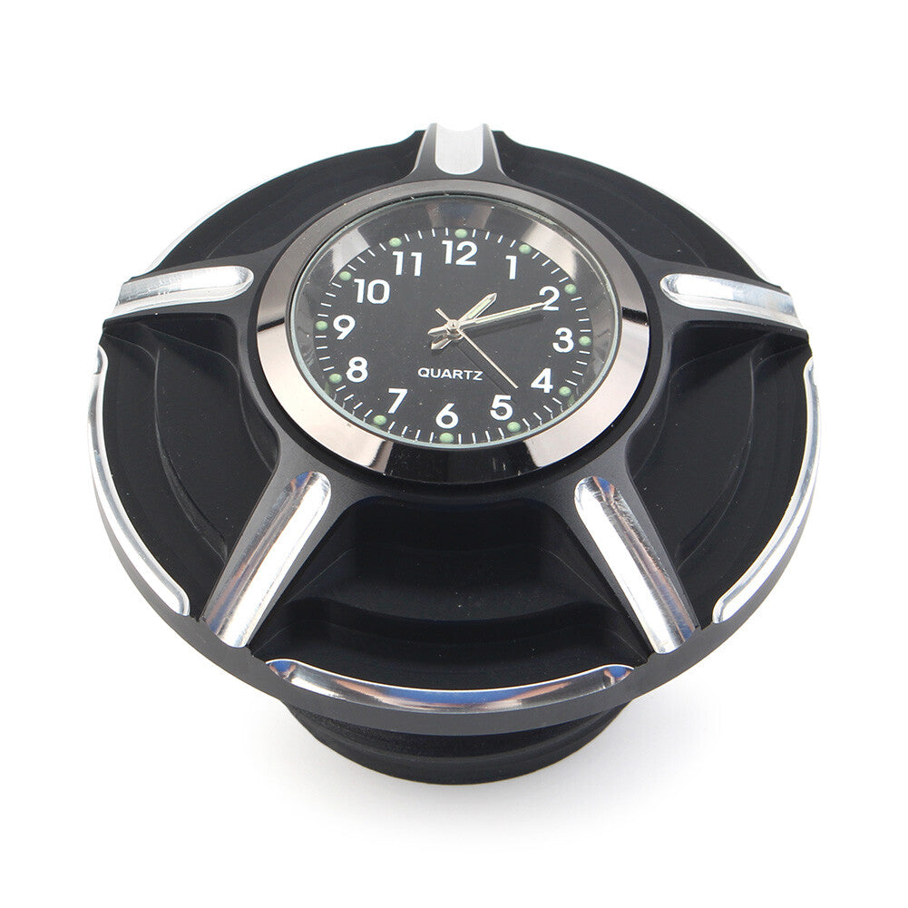 Motorcycle Billet Aluminum Gas Cap Fuel Tank Cover with Watch for Harley