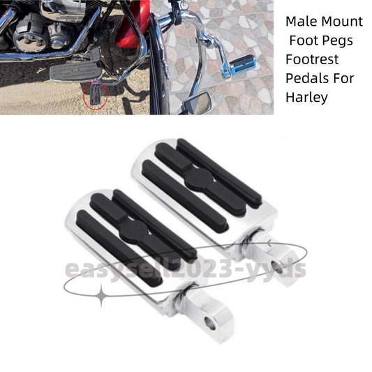 10mm Male Mount Foot Pegs Footrest Pedals for Harley Touring Street Glide Dyna
