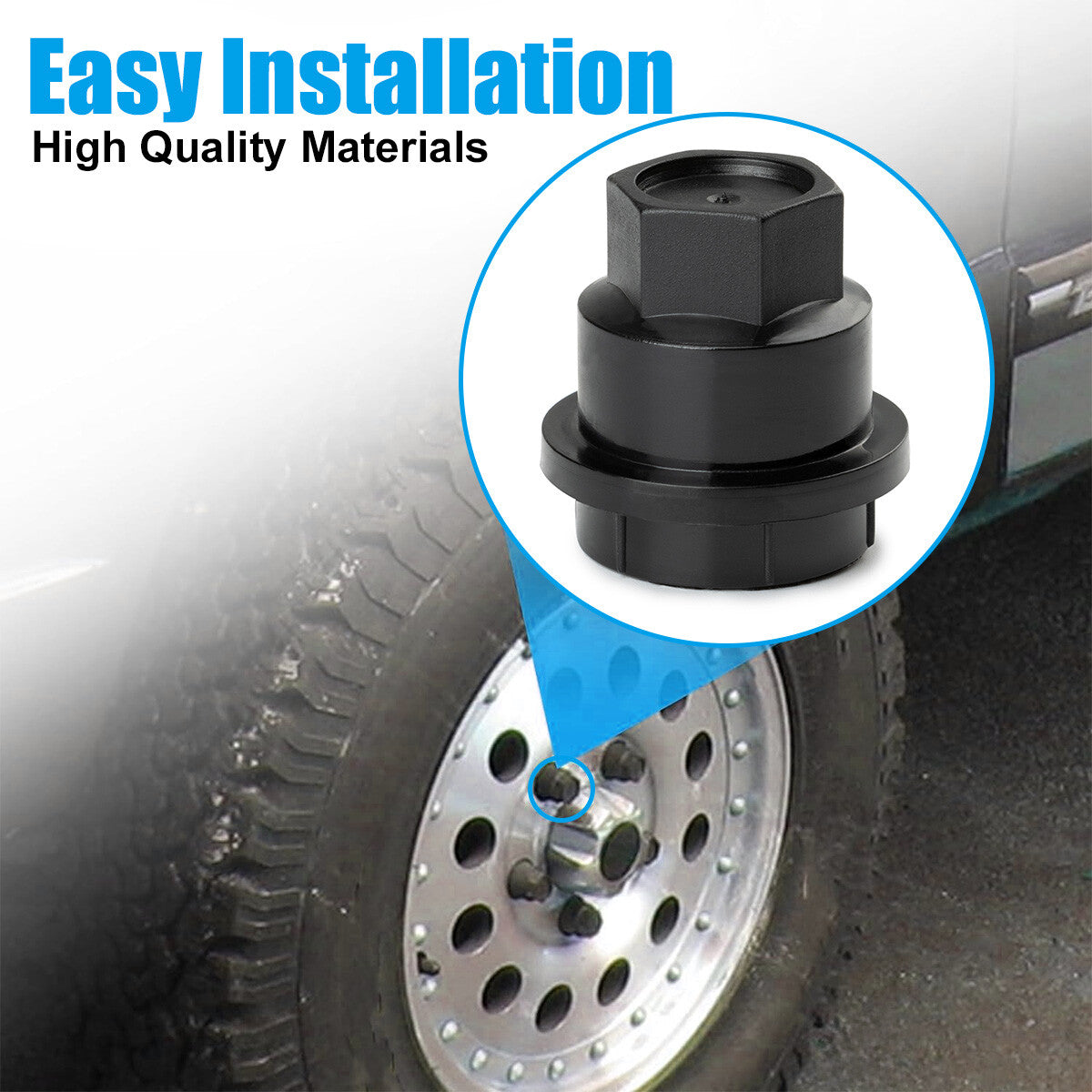 20X Lug Nut Covers, Black, for Chevrolet S10 Pickup Blazer for GMC Jimmy Sonoma